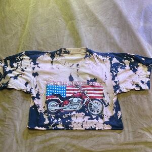 Myrtle Beach cropped Tie-Dye T-Shirt - Black and Cream